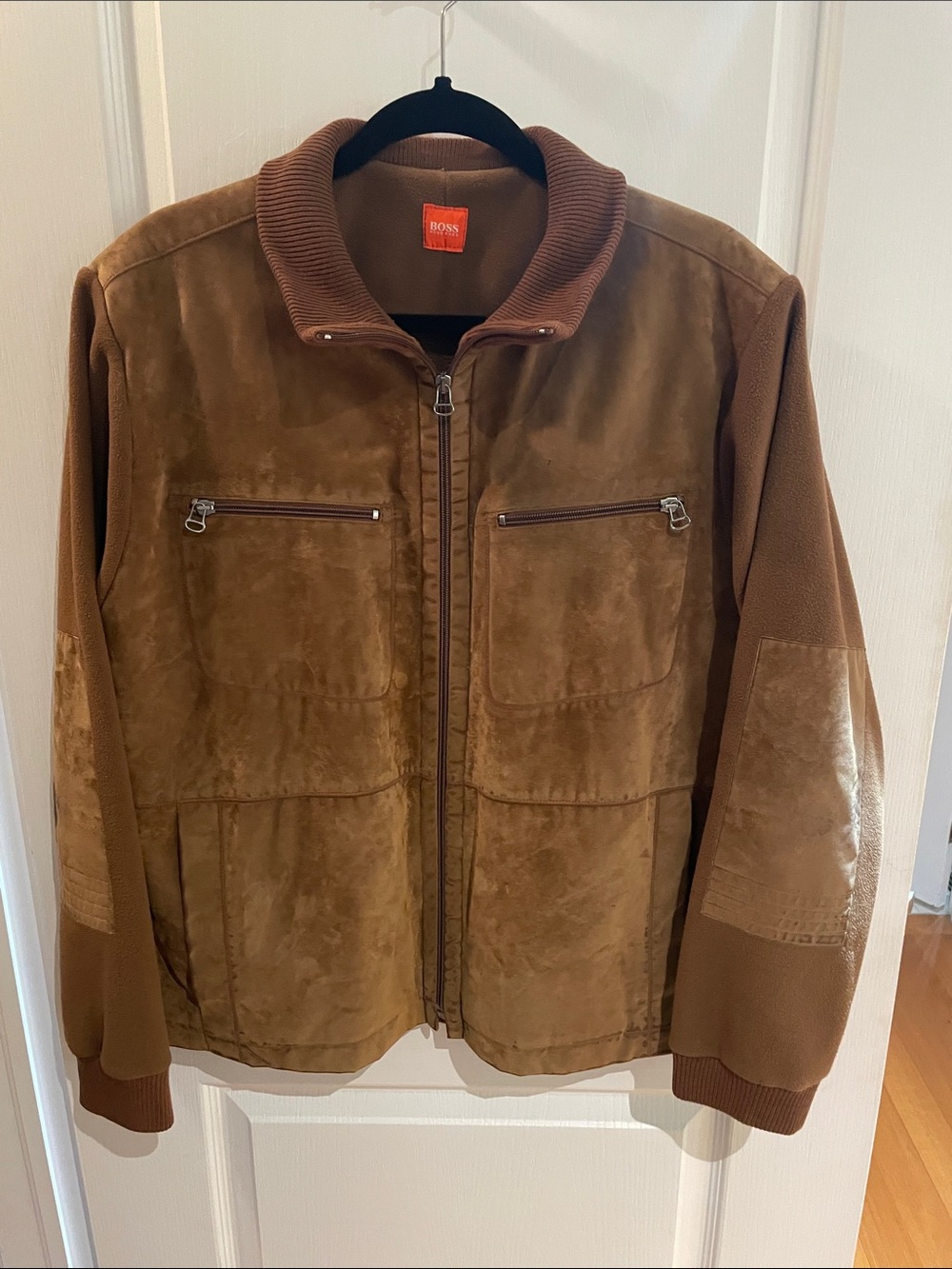 BOSS Men's Brown Suede Bomber Jacket